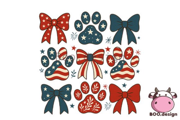Download Fourth of July Paw and Bow Clipart Set - Clipart Collection
