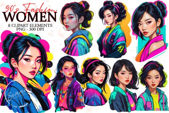 Download Women Neon 90s Fashion Stickers Clipart - Clipart Collection