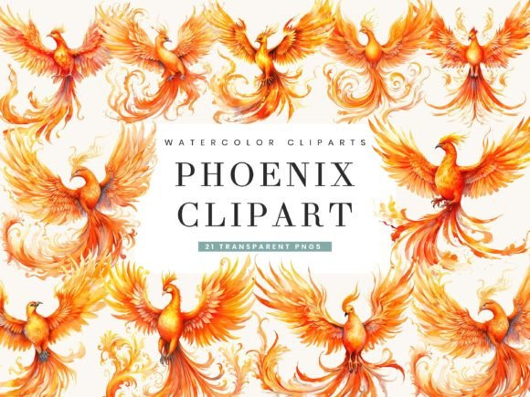 Download Watercolor Phoenix Clipart Bundle - Clipart Collection