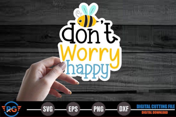 Download Don't Worry Happy – Bee Stickers PNG - Premium Resources