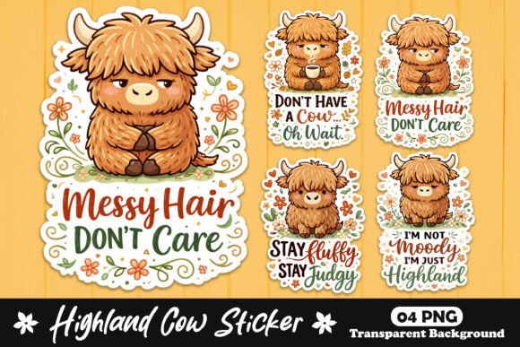 Download Cute Highland Cow Funny Quote Sticker - Quote sticker Collection