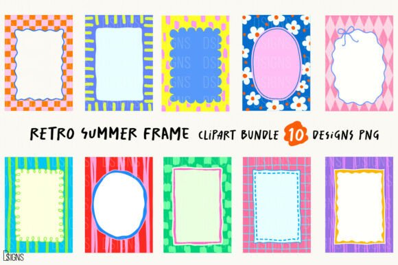 Download Retro Summer Frame Clipart Bundle - Clipart Collection