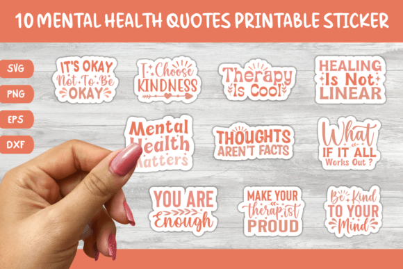Download 10 Printable Mental Health Sticker Pack - Pack Collection