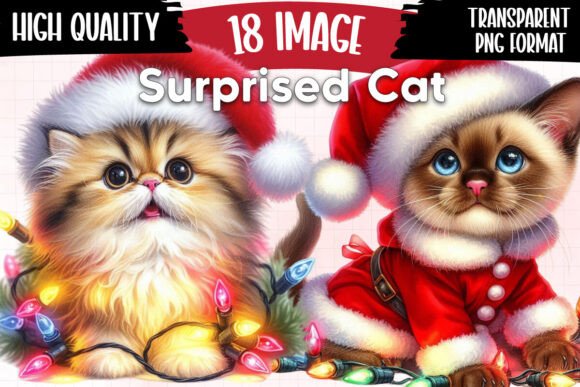 Download Surprised Cat Christmas Lights Clipart - Clipart Collection