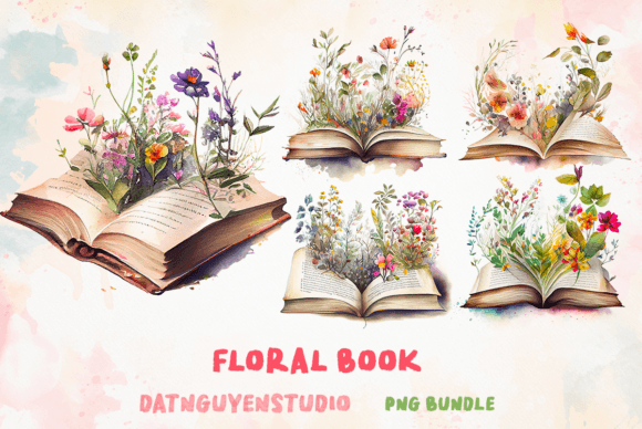 Download Floral Book Watercolor Clipart - Clipart Collection
