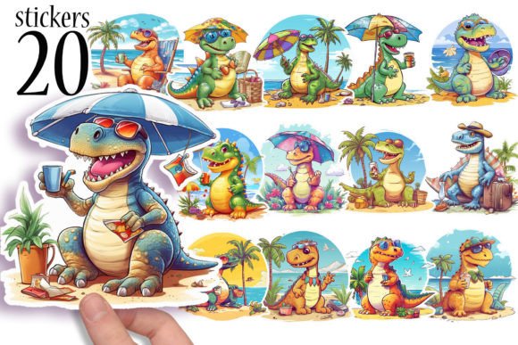 Download Cute Summer Dinosaur Stickers for Boys - Dinosaur stickers Collection