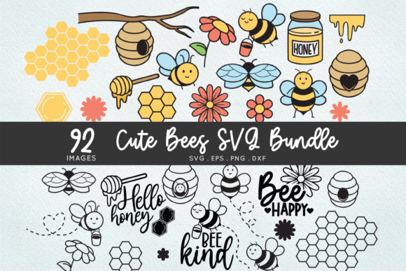 Download Cute Honey Bee Svg Bundle - Bee Clipart - Clipart Collection