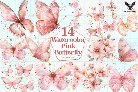 Download Watercolor Pink Butterfly Clipart PNG - Clipart Collection
