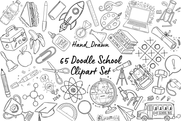 Download 65 Back to School Doodle Clipart Set - Clipart Collection