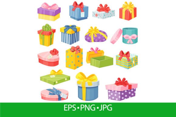 Download Cartoon Gift Boxes, Wrapped Present Pack - Pack Collection