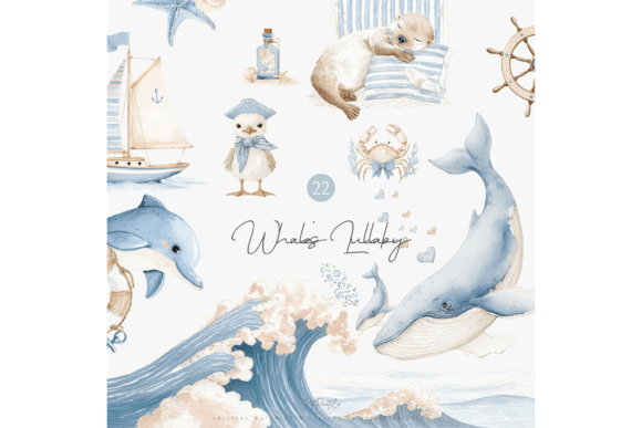 Download Watercolor Ocean Nursery Clipart Set - Clipart Collection