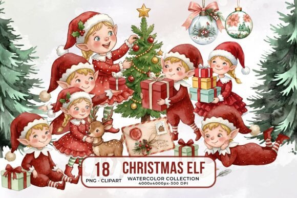Download Christmas Elf Clipart PNG Bundle - Clipart Collection