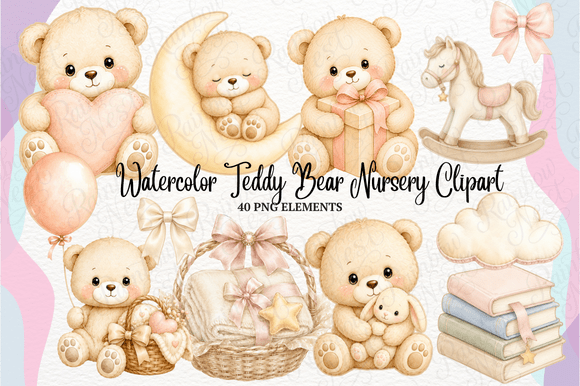 Download Watercolor Teddy Bear Nursery Clipart - Clipart Collection