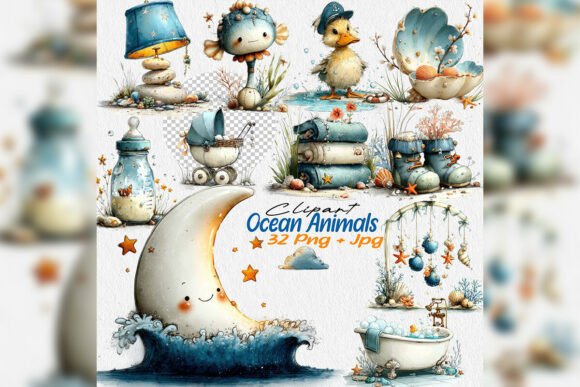 Download Baby Ocean Nursery Clipart Set - Clipart Collection