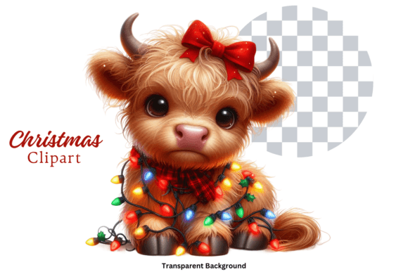 Download Highland Cow Christmas Lights Clipart - Clipart Collection
