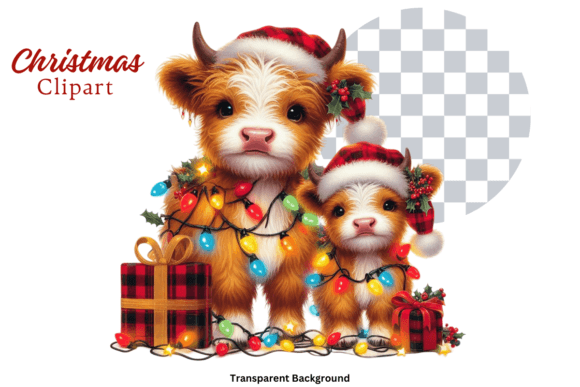 Download Highland Cow Christmas Lights Clipart - Clipart Collection
