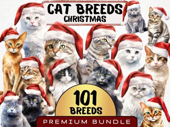 Download Christmas Cat Breed Clipart Bundle - Clipart Collection