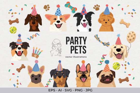 Download Dog Birthday Party Clipart Bundle - Clipart Collection