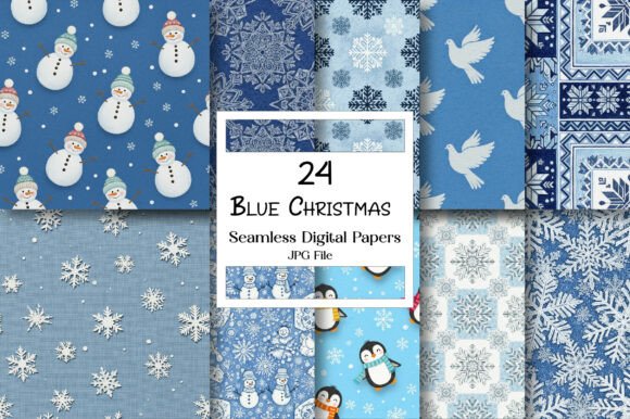Download Blue Christmas Digital Paper Pack - Pack Collection