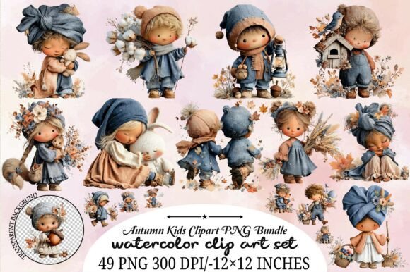Download Autumn Kids Clipart PNG Bundle - Clipart Collection