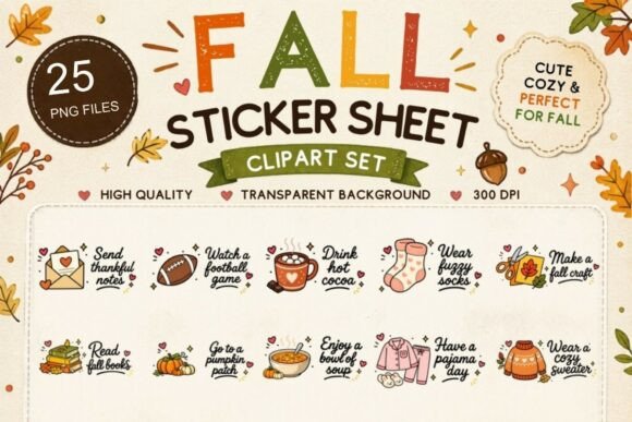 Download Fall Sticker Sheet Clipart Bundle - Clipart Collection