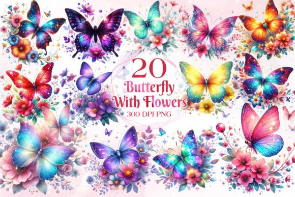 Download Butterfly with Flowers Clipart Bundle - Clipart Collection