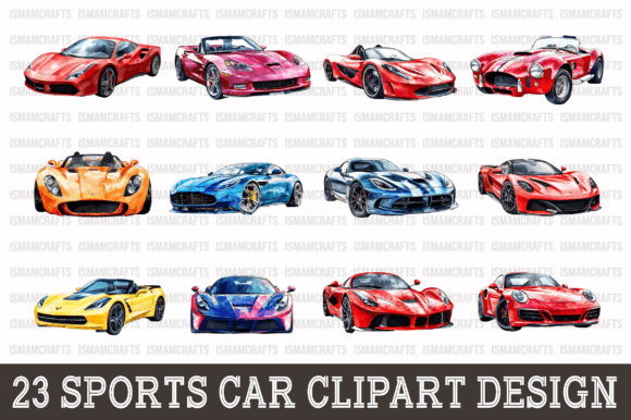 Download Sports Car Watercolor Clipart Bundle PNG - Clipart Collection