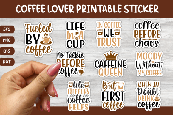 Download 10 Printable Coffee Quote Sticker Bundle - Quote sticker Collection