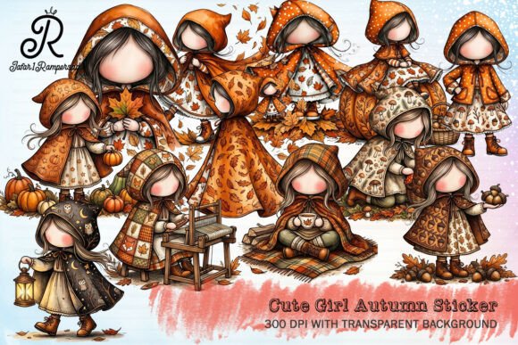 Download Cute Girl Autumn Sticker Clipart - Clipart Collection