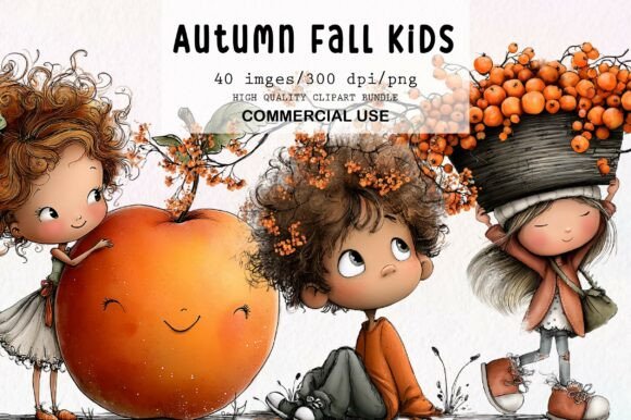 Download Whimsical Autumn Fall Kids Clipart - Clipart Collection
