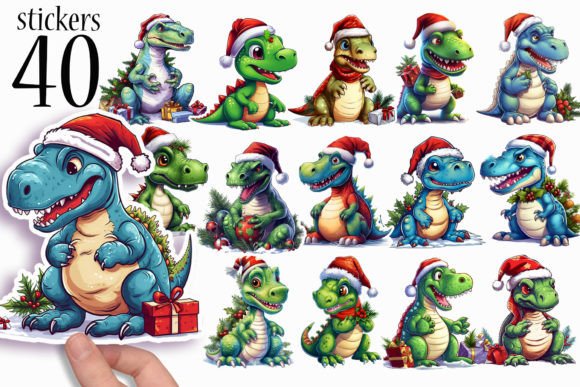 Download Cute Christmas Dinosaur Stickers for Kid - Dinosaur stickers Collection