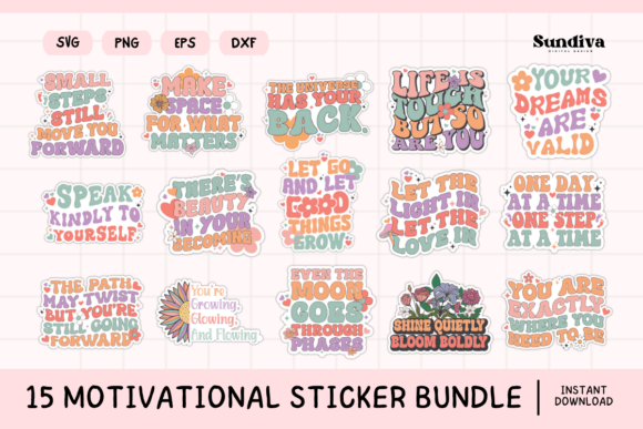 Download Motivational Quote Sticker SVG Bundle V1 - Quote sticker Collection