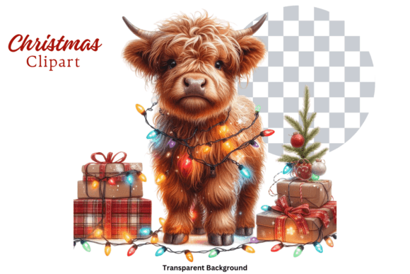 Download Highland Cow Christmas Lights Clipart - Clipart Collection