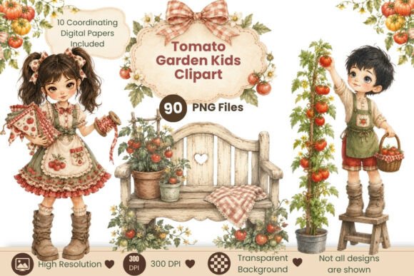 Download Tomato Garden Kids Clipart Bundle - Clipart Collection