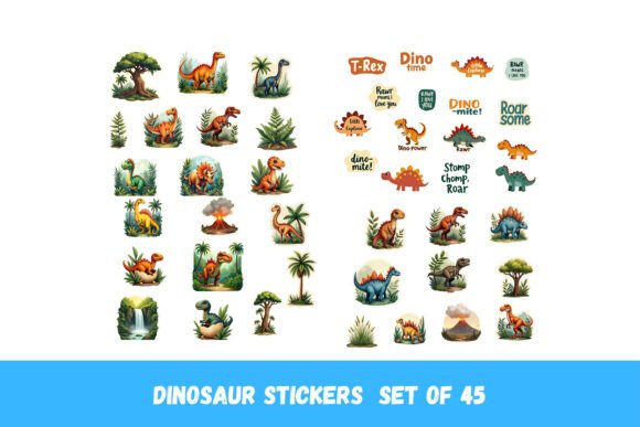 Download 45 Dinosaur Stickers | PNG | for Kid's - Dinosaur stickers Collection