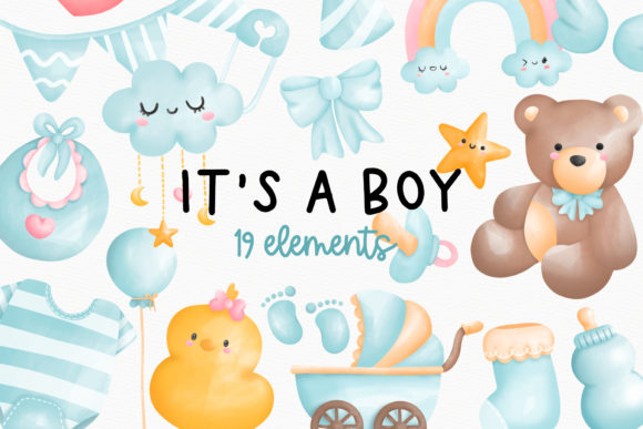 Download It's a Boy Clipart, Baby Boy Shower - Clipart Collection