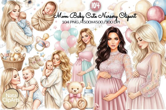 Download Mom Baby Cute Nursery Clipart - Clipart Collection