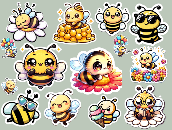 Download Kawaii Cute Bee Stickers - Bee stickers Collection