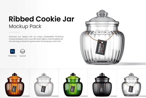 Download Large Ribbed Cookie Jar Mockup Pack - Pack Collection