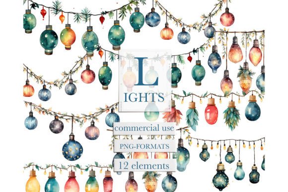 Download Watercolor Christmas Lights Clipart - Clipart Collection
